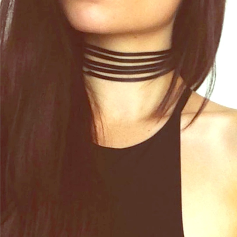 New Black Suede Multilayer Choker